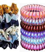 DIAN Assorted Pack of 12 Hair Scrunchies, Ponytail Holder in Printed & Wire for Womens