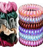 DIAN Assorted Pack of 12 Hair Scrunchies, Ponytail Holder in Velvet & Wire for Womens