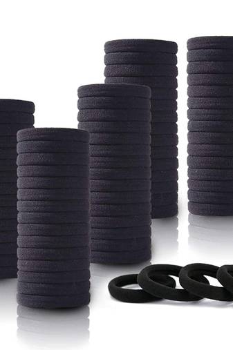 DIAN Assorted Pack of 60 Black, Assorted and Print Hair Rubber Bands, Ponytail Holders