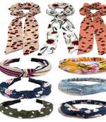 DIAN Assorted Pack of 9 Printed Hair Bands, Long Hair Band & Elastic Head band