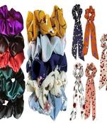 DIAN Assorted Pack of 15 Hair Scrunchies, Ponytail Holder in Satin & Printed for Womens