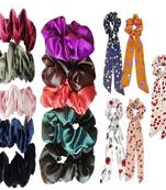 DIAN Assorted Pack of 15 Hair Scrunchies, Ponytail Holder in Satin, Printed & Velvet for Womens