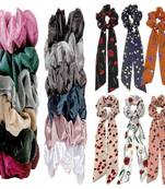DIAN Assorted Pack of 18 Hair Scrunchies, Ponytail Holder in Satin, Printed & Velvet for Womens