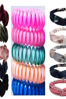 DIAN Assorted Pack of 15 Hair Accessories, Hair Scrunchies & Elastic Head band