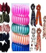 DIAN Assorted Pack of 15 Hair Scrunchies, Ponytail Holder in Velvet, Printed & Wire for Womens