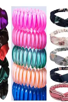 DIAN Assorted Pack of 15 Hair Accessories, Hair Scrunchies & Elastic Head band