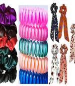 DIAN Assorted Pack of 15 Hair Scrunchies, Ponytail Holder in Satin, Printed & Wire for Womens