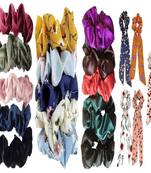 DIAN Assorted Pack of 20 Hair Scrunchies, Ponytail Holder in Satin, Printed & Velvet for Womens