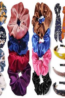 DIAN Assorted Pack of 18 Hair Scrunchies, Long Hair Band & Hair band