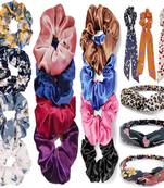 DIAN Assorted Pack of 18 Hair Scrunchies, Long Hair Band & Elastic Head band