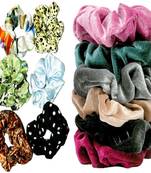 DIAN Assorted Pack of 12 Hair Scrunchies, Ponytail Holder in Velvet Fabric & Printed for Women