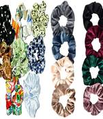 DIAN Assorted Pack of 16 Hair Scrunchies, Ponytail Holder in Velvet & Printed for Womens