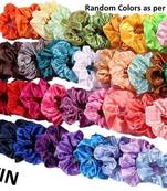 DIAN Assorted Pack of 24 Hair Scrunchies, Ponytail Holder in Satin Solid & Printed for Womens