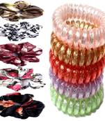 DIAN Assorted Pack of 10 Hair Scrunchies, Ponytail Holders in Printed & Wire for Womens