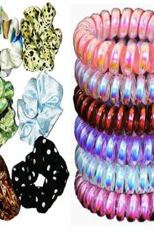 DIAN Assorted Pack of 12 Hair Scrunchies, Ponytail Holder in Printed & Wire for Womens