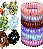 DIAN Assorted Pack of 12 Hair Scrunchies, Ponytail Holder in Printed & Wire for Womens