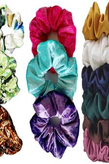 DIAN Assorted Pack of 12 Hair Scrunchies, Ponytail Holder in Velvet Fabric & Printed for Womens