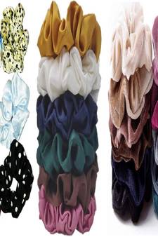 DIAN Assorted Pack of 24 Hair Scrunchies, Ponytail Holder in Satin Solid, Velvet Fabric & Printed for Women