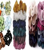 DIAN Assorted Pack of 24 Hair Scrunchies, Ponytail Holder in Satin Solid, Velvet Fabric & Printed for Women