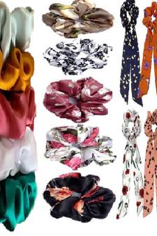 DIAN Assorted Pack of 15 Hair Scrunchies, Ponytail Holder in Satin & Printed for Womens