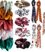 DIAN Assorted Pack of 15 Hair Scrunchies, Ponytail Holder in Satin & Printed for Womens