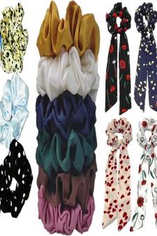 DIAN Assorted Pack of 18 Hair Scrunchies, Ponytail Holder in Satin & Printed for Womens