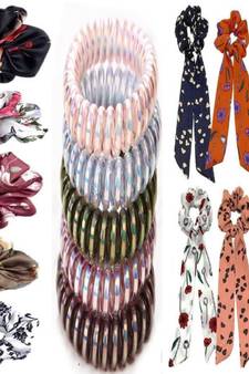 DIAN Assorted Pack of 15 Hair Scrunchies, Ponytail Holder in Printed & Wire for Womens