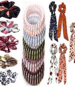 DIAN Assorted Pack of 15 Hair Scrunchies, Ponytail Holder in Printed & Wire for Womens