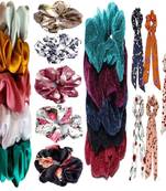 DIAN Assorted Pack of 20 Hair Scrunchies, Ponytail Holder in Satin, Printed & Velvet for Womens
