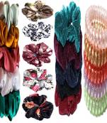 DIAN Assorted Pack of 20 Hair Scrunchies, Ponytail Holder in Solid Satin, Velvet, Wire & Printed for Women