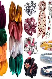 DIAN Assorted Pack of 18 Hair Scrunchies, Long Hair Band & Elastic Head band