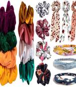 DIAN Assorted Pack of 18 Hair Scrunchies, Long Hair Band & Elastic Head band