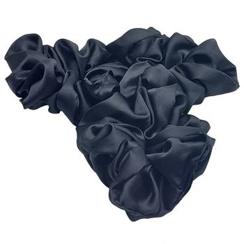 Dian Black Color Pack of 3 Satin XL Scrunchie  Oversized and Stylish Hair Accessories, Jumbo Scrunchie. 3