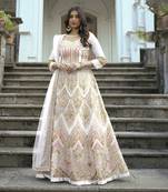 Cream embroidered net salwar