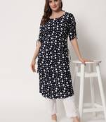 Women's Polka Dots Straight Kurti in Black
