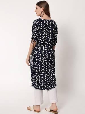 Women's Polka Dots Straight Kurti in Black 4