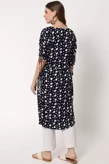 Women's Polka Dots Straight Kurti in Black