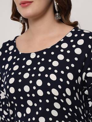 Women's Polka Dots Straight Kurti in Black 5