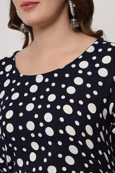 Women's Polka Dots Straight Kurti in Black