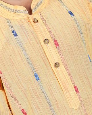 Yellow woven linen boys-kurta-pyjama 5