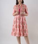 ftDiva Women's Rayon Printed Anarkali Kurta in Pink