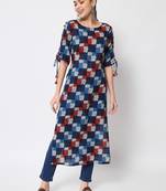 Women Cotton Printed Straight Kurta in Multicolor