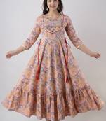 Women's Embroidered Anarkali kurta in Pink