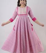 ftDiva Women's Embroidered Anarkali kurta in Pink