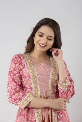 ftDiva Women's Rayon Printed Anarkali kurta in Pink 5