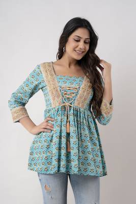 ftDiva Women's Cotton Printed Tunic in  Multicolor 1