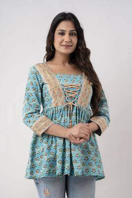ftDiva Women's Cotton Printed Tunic in  Multicolor 2