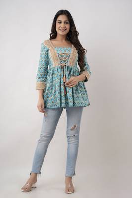 ftDiva Women's Cotton Printed Tunic in  Multicolor 3