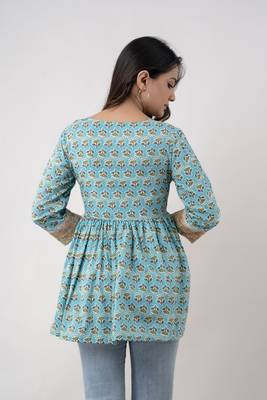ftDiva Women's Cotton Printed Tunic in  Multicolor 4