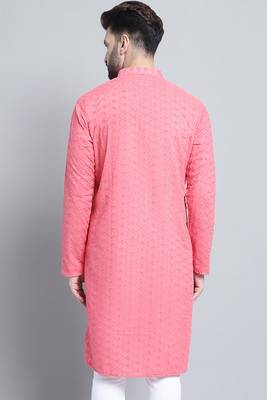 Red embroidered cotton men-kurtas 2